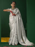 Meera Silver Jaal Banarasi Saree with Blouse Fabric